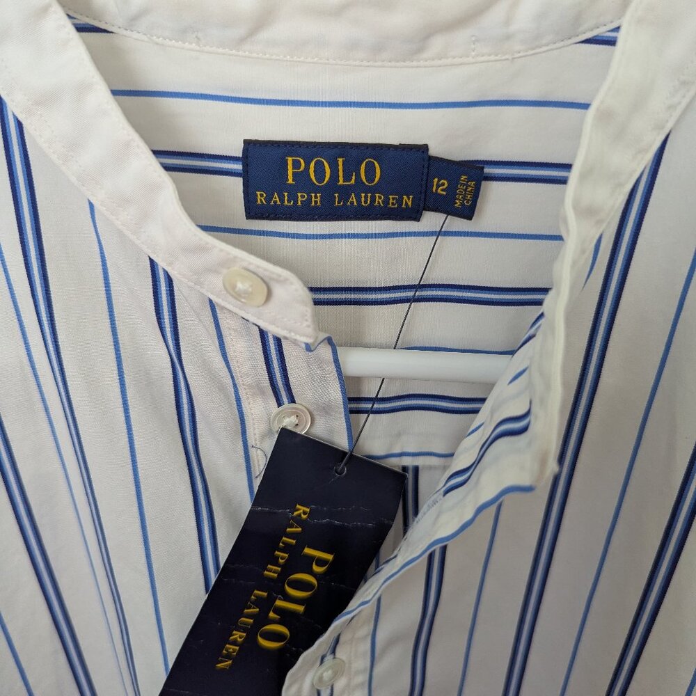 NWT Polo Ralph Lauren Women's Striped Half Button Down Shirt, 12 - Picture 4 of 4